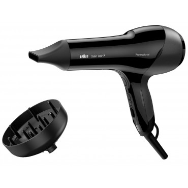 Braun Hair Dryer HD785 Satin Hair 7 SensoDryer 2000 W, Number of temperature settings 4, Ionic function, Diffuser nozzle, Black