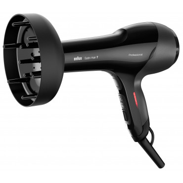 Braun Hair Dryer HD785 Satin Hair 7 SensoDryer 2000 W, Number of temperature settings 4, Ionic function, Diffuser nozzle, Black