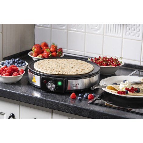 Adler Crepe Maker AD 3058 1600 W, Number of pastry 1, Crepe, Stainless Steel/Black