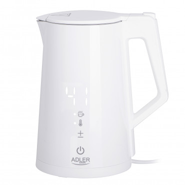 Adler Kettle AD 1345w Electric, 2200 W, 1.7 L, Stainless steel, 360 rotational base, White