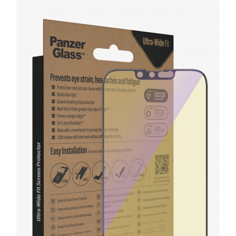 PanzerGlass Screen protector, Apple, iPhone 14/13/13 Pro, Glass, Black, Anti-blue Light