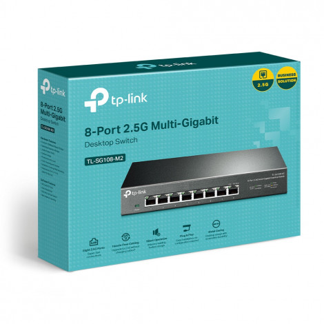 TP-LINK 8-Port 2.5G Desktop Switch TL-SG108-M2 Unmanaged, Desktop, Power supply type External, Ethernet LAN (RJ-45) ports 8