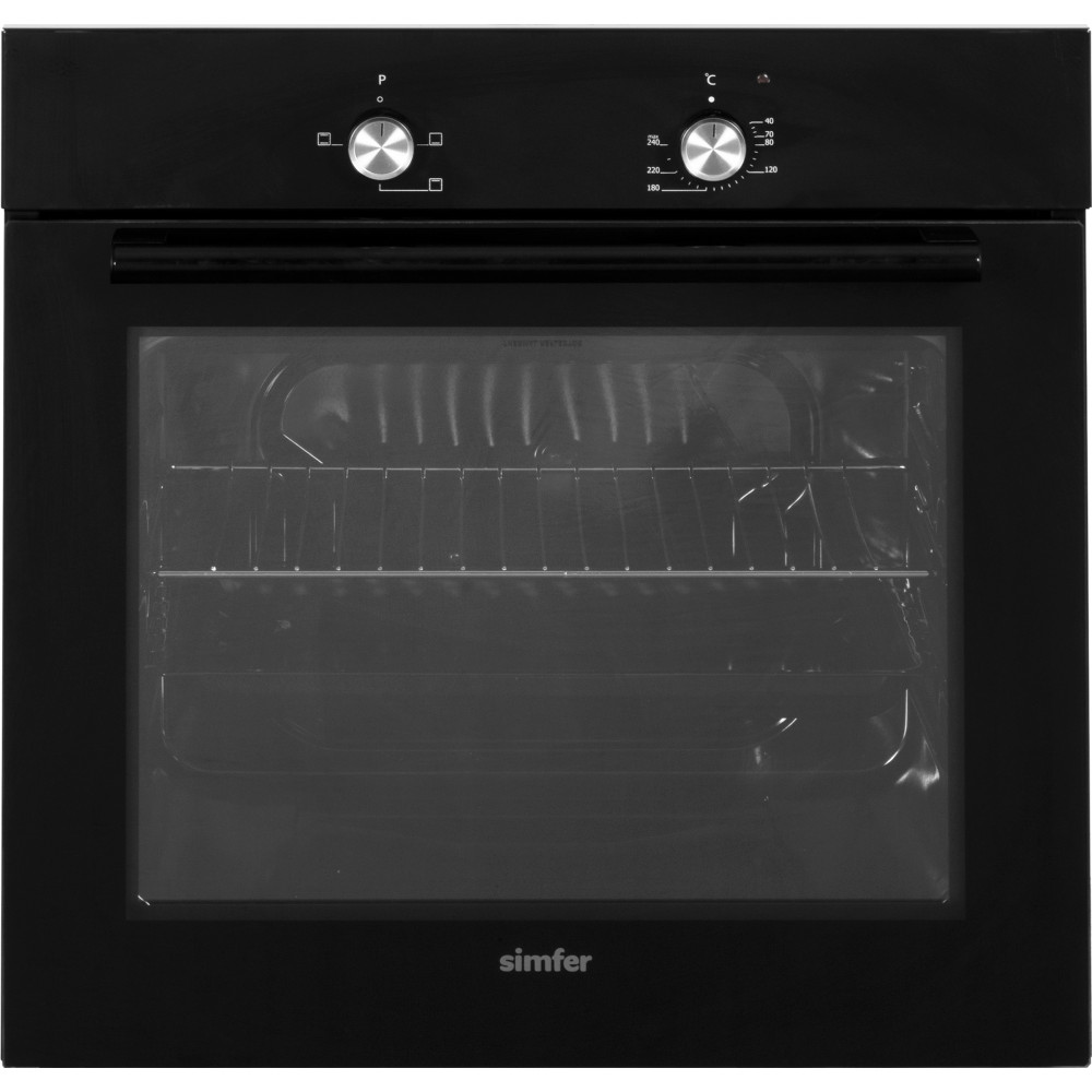 Simfer Oven 8004AERSP 62 L, 4 (0+3) Function, Easy to Clean, Mechanical control, Height 60 cm, Width 60 cm, Black