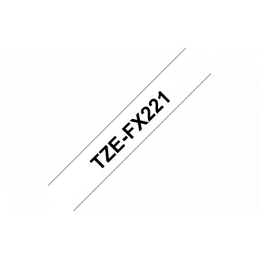 Brother TZe-FX221 Flexible ID Laminated Tape Black on White, TZe, 0.9 cm, 8 m