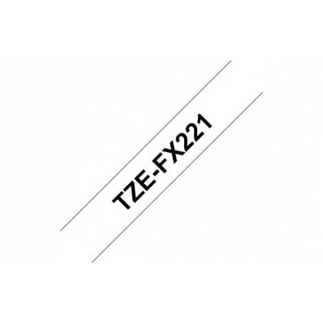 Brother TZe-FX221 Flexible ID Laminated Tape Black on White, TZe, 0.9 cm, 8 m