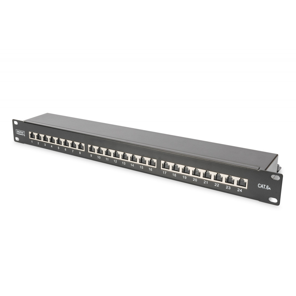 Digitus CAT 6A Patch Panel, RJ45, 8P8C, RJ45 shielding (Tinned bronze)