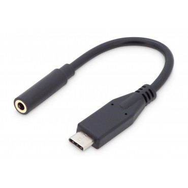 Digitus USB Type-C Audio adapter cable, Type-C - 3.5mm M/F, 0.2m, Audio input/output, Version 3.1 AK-300321-002-S Black, 3.5mm, 