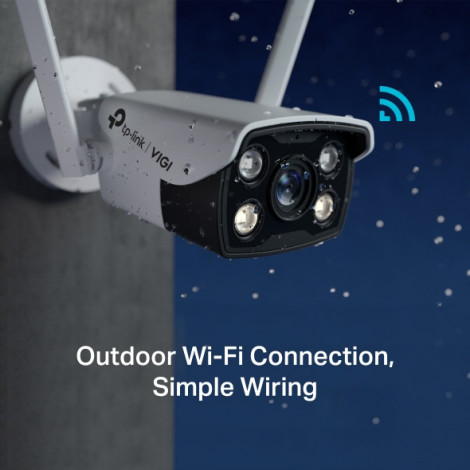 TP-LINK VIGI 4MP Outdoor Full-Color Wi-Fi Network Camera VIGI C340-W Bullet, 4 MP, 4 mm, IP66, H.265+/H.265/H.264+/H.264, MicroS