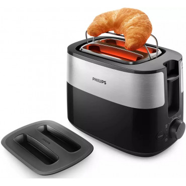 Philips Toaster HD2517/90 Daily Collection Power 830 W, Number of slots 2, Housing material Plastic, Black/Stainless Steel