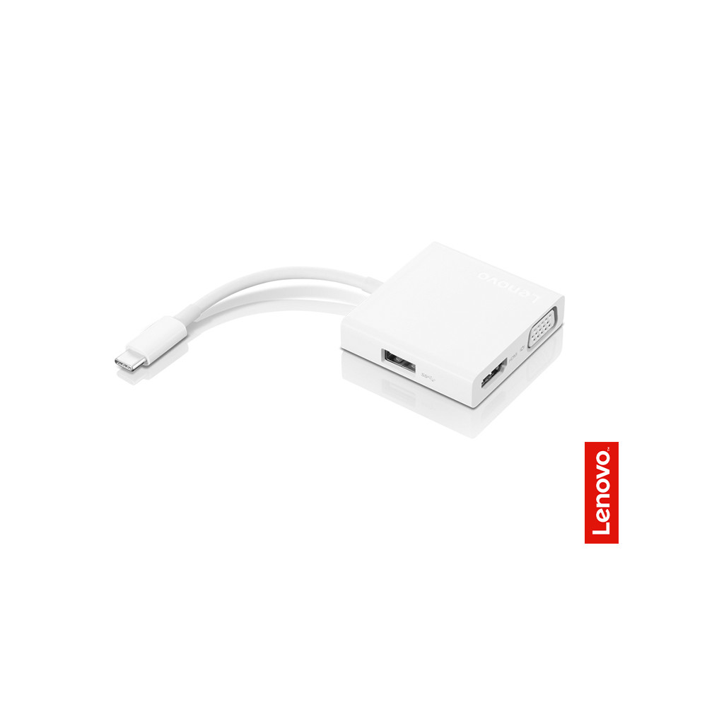 Lenovo USB-C 3-in-1 Travel Hub Power Adapter, VGA, HDMI, USB 3.0