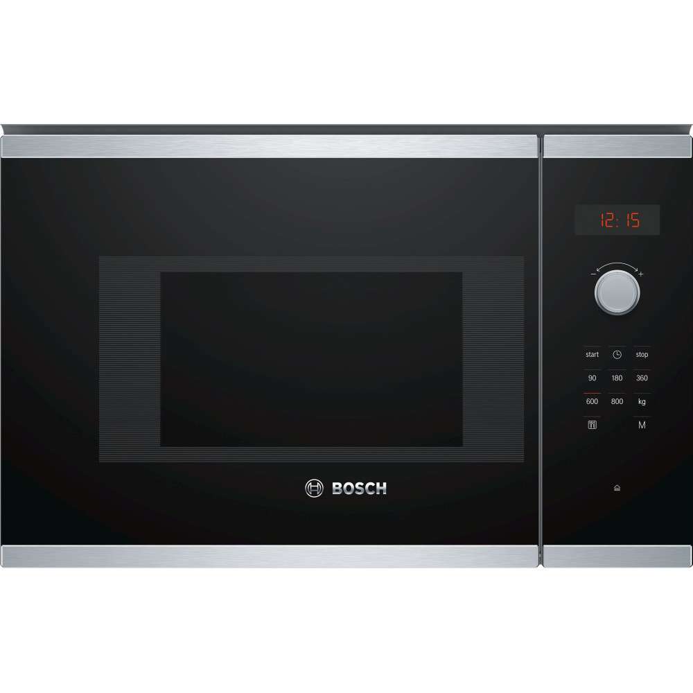 Bosch Microwave Oven BFL523MS0 20 L, Retractable, Rotary knob, Touch Control, 800 W, Stainless steel/ black, Built-in, Defrost f