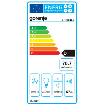 Gorenje Hood BHI681EB Telescopic, Energy efficiency class D, Width 58 cm, 370 m /h, Mechanical control, LED, Black