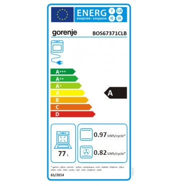 Gorenje Oven BOS67371CLB 77 L, Built in, EcoClean, Mechanical, Steam function, Height 59.5 cm, Width 59.5 cm, Black