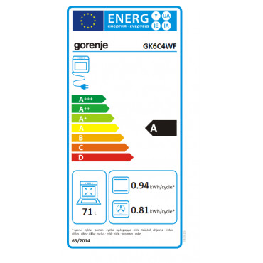 Gorenje Cooker GK6C4WF Hob type Gas, Oven type Electric, White, Width 60 cm, Grilling, 71 L, Depth 60 cm