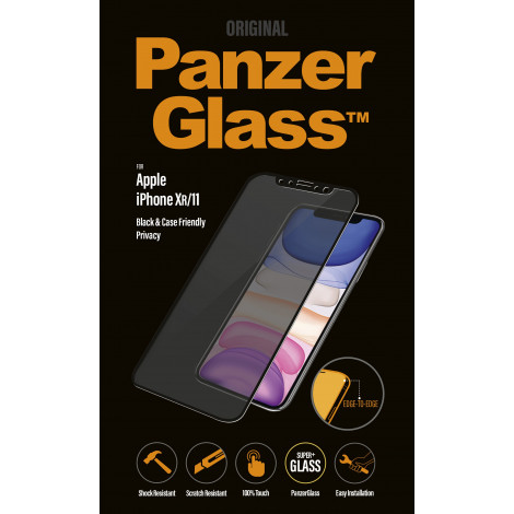 PanzerGlass P2665 Apple, iPhone Xr/11, Tempered glass, Black, Case friendly with Privacy filter