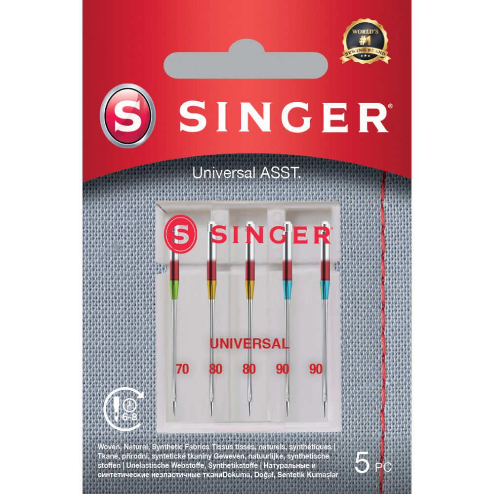 Singer Universal Needle ASST 5PK for Woven Fabrics