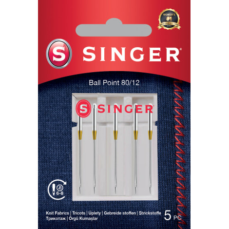 Singer Ball Point Needle 80/12 5PK for Knit Fabrics