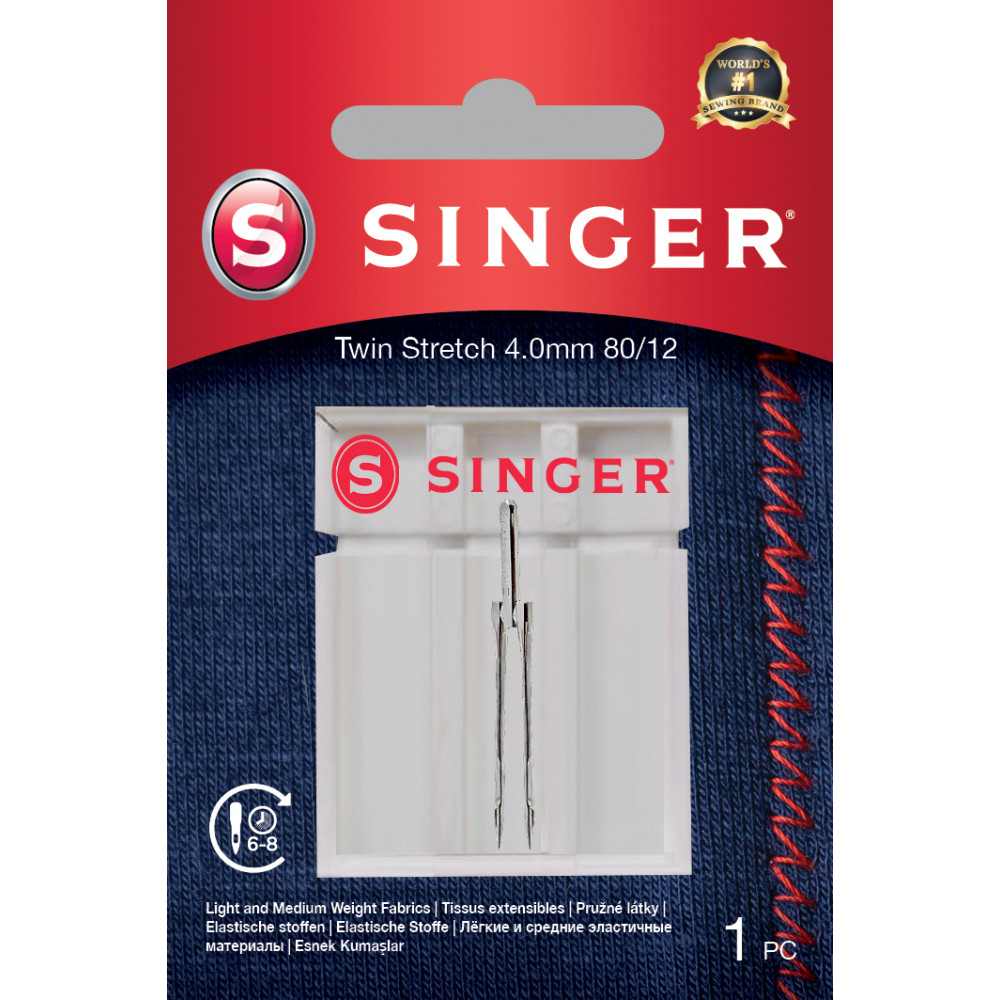 Singer Twin Stretch Needle, Decorative, 4.0 80/12 1PK