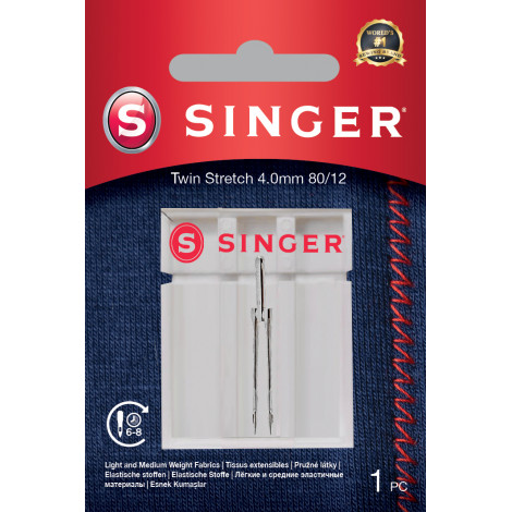 Singer Twin Stretch Needle, Decorative, 4.0 80/12 1PK