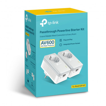 TP-LINK Passthrough Powerline 600 Starter Kit TL-PA4010P KIT 10/100 Mbit/s, Ethernet LAN (RJ-45) ports 1, Data transfer rate (ma