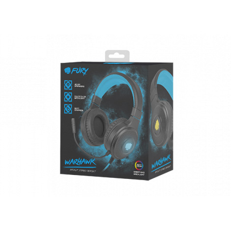 Fury Gaming Headset Warhawk Built-in microphone, Black/Blue