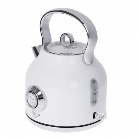 Adler Kettle with a Thermomete AD 1346w Electric, 2200 W, 1.7 L, Stainless steel, 360 rotational base, White