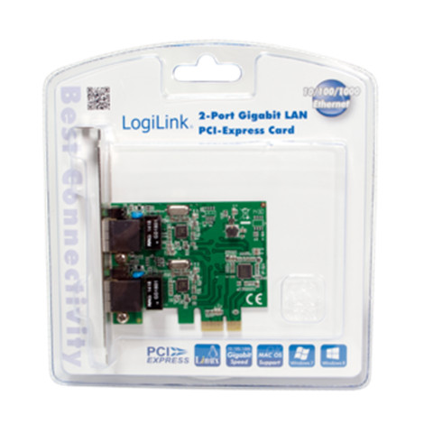 Logilink PC0075, 2-port Gigabit PCI Express network card Logilink 2 x Gigabit Lan (RJ 45) PCIe