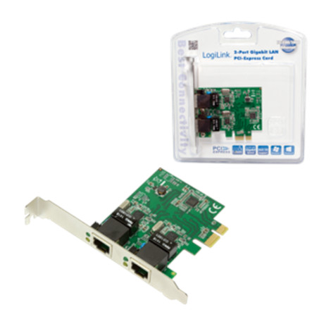 Logilink PC0075, 2-port Gigabit PCI Express network card Logilink 2 x Gigabit Lan (RJ 45) PCIe