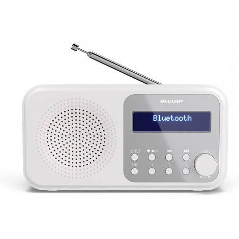 Sharp DR-P420(WH) Tokyo Portable Digital Radio, FM/DAB/DAB+, Bluetooth 5.0, USB or Battery Powered, Snowy White