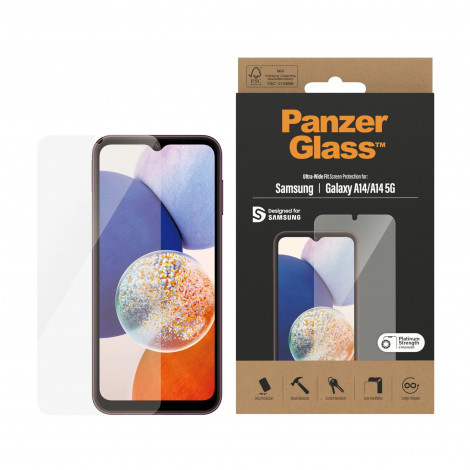 PanzerGlass Ultra Wide fit Screen Protector, Samsung, Galaxy A14/A14 5G, Transparent