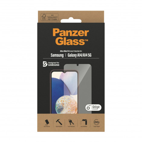 PanzerGlass Ultra Wide fit Screen Protector, Samsung, Galaxy A14/A14 5G, Transparent