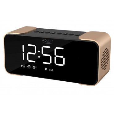 Adler Wireless alarm clock with radio AD 1190 AUX in, Copper/Black, Alarm function