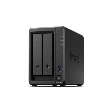 Synology DS723+ 2-bay/AMD Ryzen R1600/2-core 2.6 (base)/3.1 (turbo) GHz/2GB DDR4/2 x 3.5"xHot swap/2x1GbE/1xUSB3.2/eSATA/RAID 0,