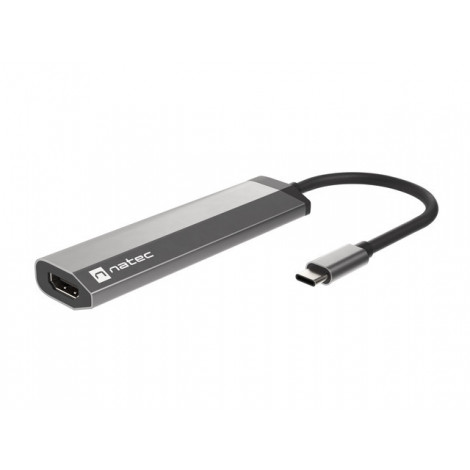 Natec Multi-Port Adapter Fowler Slim 0.15 m, Grey, USB Type-C