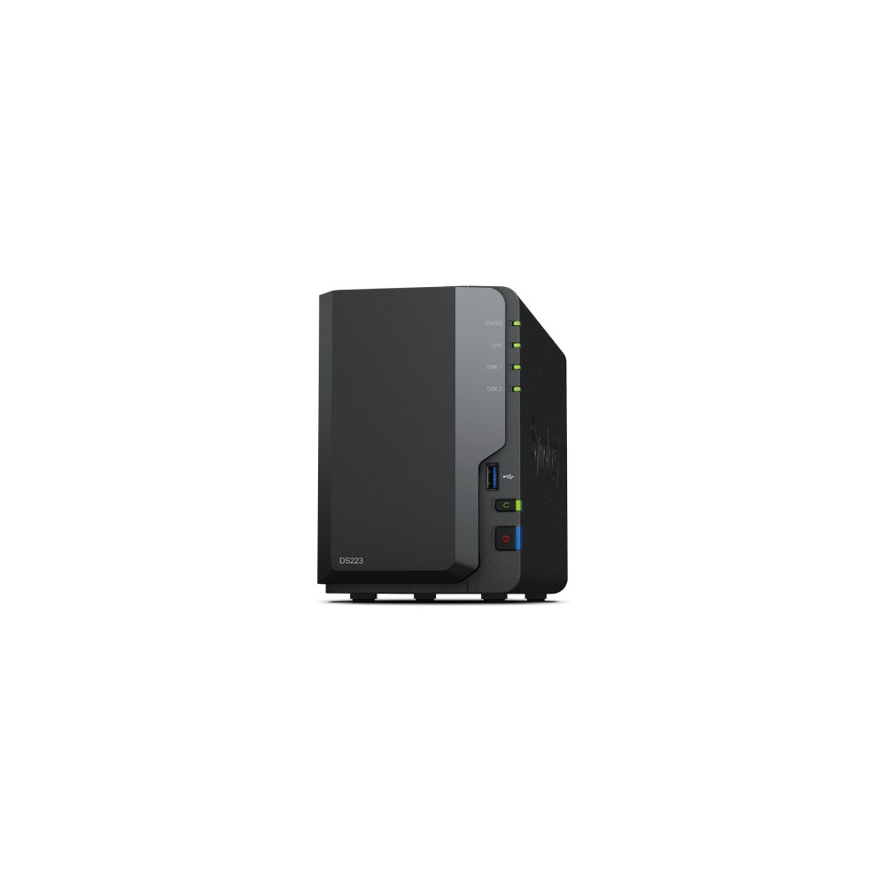 Synology DS223 Up to 2 HDD/SSD Hot-Swap, RTD1619B, Processor frequency 1.7 GHz, 2 GB, DDR4, RAID Basic, JBOD, RAID 0, RAID 1, 1x