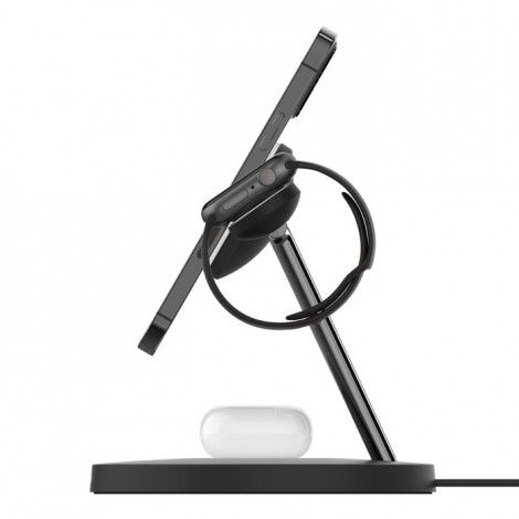 Belkin Pro MagSafe 3in1 Wireless Charging Stand + AC Power Adapter BOOST CHARGE Black, 15 W