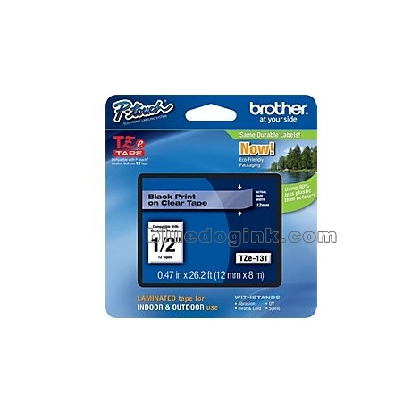 Brother TZe-131 Laminated Tape Black on Clear, TZe, 8 m, 1.2 cm