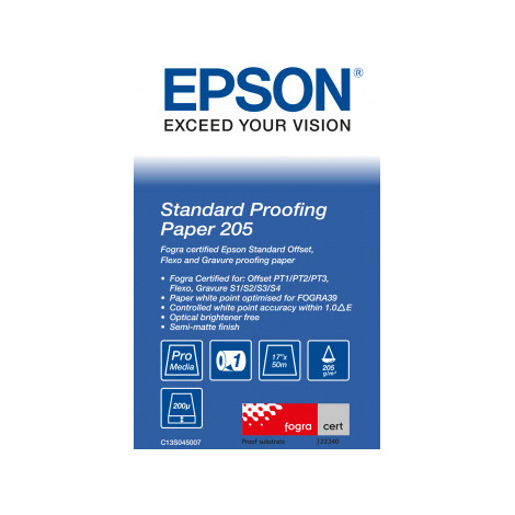 Epson C13S045007 Bond Paper Bright, White, 432 mm x 50 m, 205 g/m
