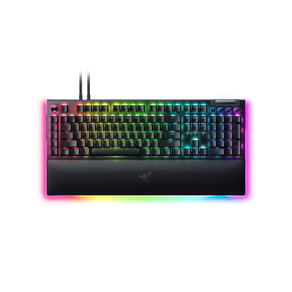 Razer Mechanical Gaming Keyboard BlackWidow V4 Pro RGB LED light, US, Wired, Black, Green Switches, Numeric keypad