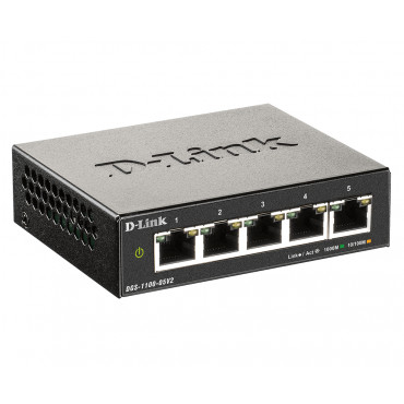 D-Link Smart Managed Switch DGS-1100-05V2/E Managed L2, Rackmountable, 1 Gbps (RJ-45) ports quantity 5