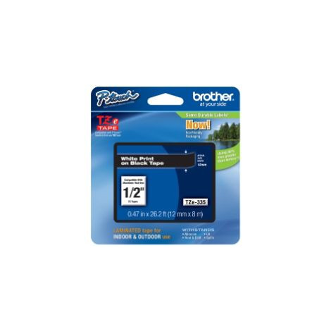 Brother TZe-335 Laminated Tape White on Black, TZe, 8 m, 1.2 cm