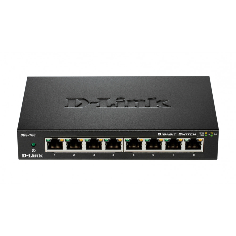 D-Link Switch DGS-108/E Unmanaged, Desktop, 1 Gbps (RJ-45) ports quantity 8