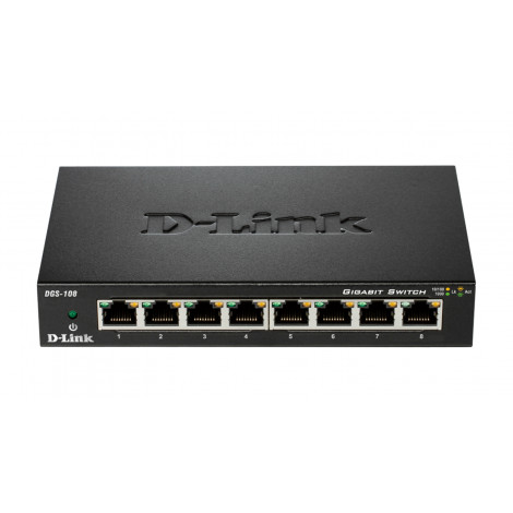 D-Link Switch DGS-108/E Unmanaged, Desktop, 1 Gbps (RJ-45) ports quantity 8