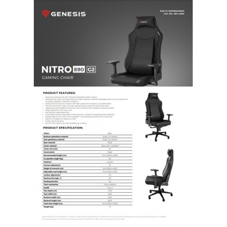 Genesis Gaming Chair Nitro 890 G2 Black/Red