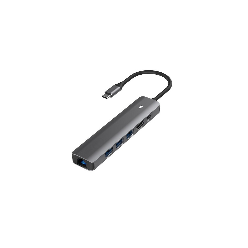 Adapteris USB Type-C - HDMI, LAN, 3x USB 3.0 Type-A, USB Type-C PD100W