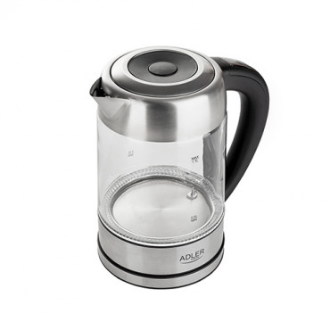 Adler Kettle AD 1247 NEW With electronic control, 1850 - 2200 W, 1.7 L, Stainless steel, glass, Stainless steel/Transparent, 360