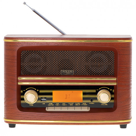 Adler Retro Radio AD 1187 Display LCD, AUX in, Wooden, Alarm function