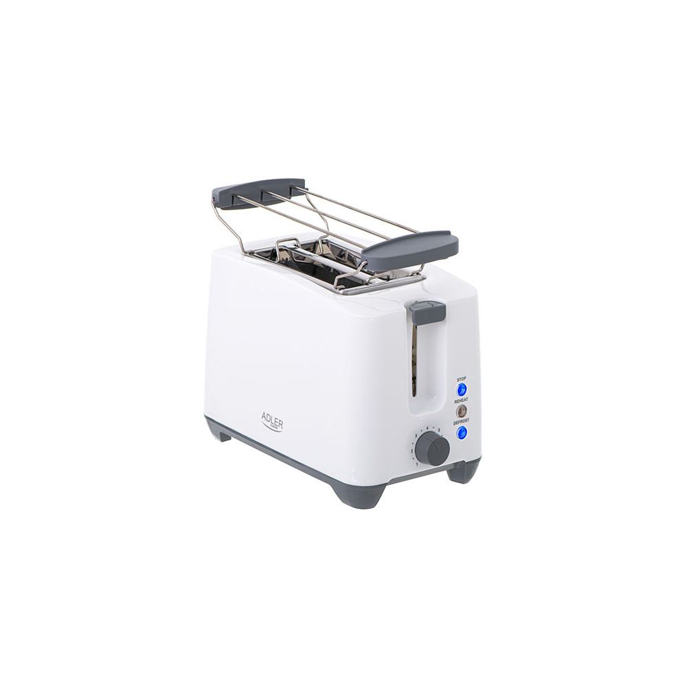 Adler Toaster AD 3216 Power 750 W, Number of slots 2, Housing material Plastic, White