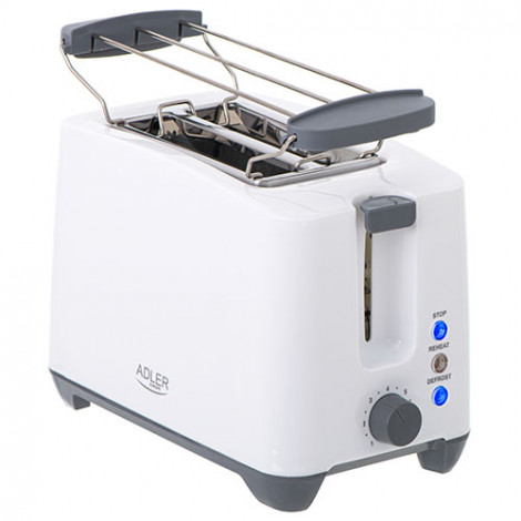 Adler Toaster AD 3216 Power 750 W, Number of slots 2, Housing material Plastic, White