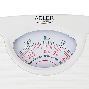 Adler Mechanical bathroom scale AD 8151w Maximum weight (capacity) 130 kg, Accuracy 1000 g, White